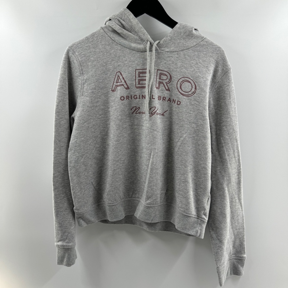 Aeropostale AERO Cropped Grey Hoodie Size Large - Picture 1 of 5
